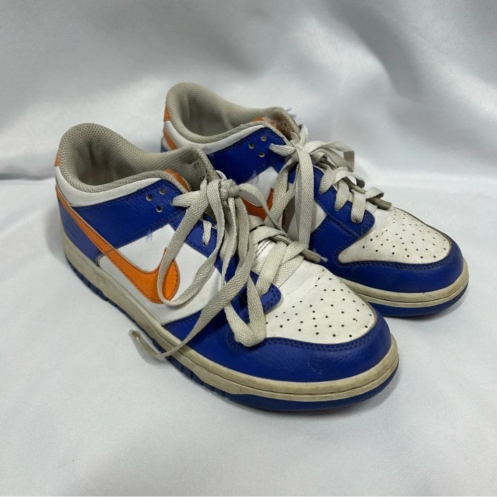 Nike | Dunk Low Knicks Sneakers Blue White Orange Shoes Boys Size 6.5Y
